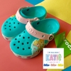 Dép sục cá sấu Crocs trẻ em Elsa Anna có ĐÈN màu xanh dương