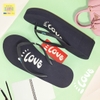 Dép kẹp nữ Feetlove 5 cm màu xanh đen logo Feetlove