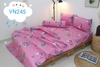 Bộ ga gối 4 món ngựa Little Pony màu hồng cotton 100% (ga giường + 1 vỏ gối ôm + 2 vỏ gối nằm)