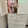 Tủ nhựa 5 tầng cho bé và gia đình CAYABE vân gỗ Hàn Quốc treo quần áo, đựng đồ dùng cao cấp màu kem beige