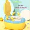 Bô vệ sinh cho bé vịt con CAYABE có tay vịn an toàn và đệm ngồi êm ái màu vàng / hồng