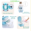 Bô vệ sinh cho bé CAYABE hình bò sữa có tay vịn và đệm lót PVC êm ái màu xanh/ hồng