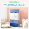 Tủ nhựa ngăn kéo 5 tầng đựng quần áo, đồ chơi, bỉm sữa GẤU BEAR Mon Mon cho bé màu xanh dương
