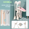 Ghế ăn dặm cho bé gấp gọn CAYABE Lux 6 mức điều chỉnh độ cao, có bánh xe, đệm êm màu nâu kem