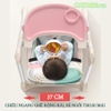 Ghế ăn dặm cho bé gấp gọn CAYABE Lux 6 mức điều chỉnh độ cao, có bánh xe, đệm êm ái hình ngựa Pony hồng