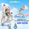 Xe đẩy cho bé gấp gọn du lịch gọn nhẹ Chilux M06 (đèn xe phát sáng) màu trắng cam