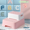 Ghế bậc thang kê chân đi vệ sinh toilet, đánh răng, ghế tắm cho bé và người lớn FINLEY hình chữ số (tách rời được thành 2 ghế) màu xanh - xám - hồng