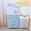 Tủ nhựa cho bé 5 - 6 - 7 tầng CAYABE gấu Hello xanh treo quần áo, đựng đồ chơi, đồ dùng cho gia đình - Size lớn ngang 70 cm