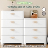 Tủ nhựa ngăn kéo 4 tầng đa năng CAYABE đựng quần áo, đồ dùng, bỉm sữa màu trắng trơn