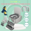 Thang bô vệ sinh cho bé gấp gọn CAYABE gấu con, bệ nắp thu nhỏ bồn cầu cho bé có tay vịn và đệm êm ái màu trắng