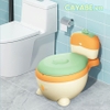 Bô vệ sinh cho bé thỏ con CAYABE có đệm ngồi êm ái màu xanh/ vàng cam