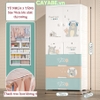 Tủ nhựa cho bé 5 tầng CAYABE (Size lớn 70cm) gấu xám nghe nhạc treo quần áo, đựng đồ chơi, đồ dùng cho gia đình
