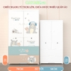 Tủ nhựa cho bé 5 tầng CAYABE (Size lớn 70cm) gấu xám nghe nhạc treo quần áo, đựng đồ chơi, đồ dùng cho gia đình