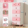 Tủ kệ nhựa 4 - 5 - 6 tầng thỏ hồng Cony ngăn kéo FINLEY (size L ngang 55cm) đựng quần áo, bỉm sữa, đồ dùng CAYABE cho bé và gia đình