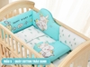 Set quây vải cotton cho nôi cũi em bé Chilux 7 món (4 mặt quây, áo và ruột gối nằm, đệm bông lót cotton)