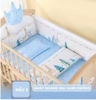 Set quây cũi vải hoàng gia cho nôi cũi em bé 7 món (4 mặt quây, áo và ruột gối nằm, đệm bông lót cotton)