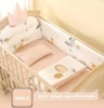 Set quây cũi vải hoàng gia cho nôi cũi em bé 7 món (4 mặt quây, áo và ruột gối nằm, đệm bông lót cotton)