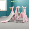 Cầu trượt (cầu tuột) - xích đu - bóng rổ CAYABE cá mập Baby Shark cho bé màu hồng