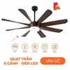 Quạt trần trang trí vân gỗ 8 cánh động cơ DC có remote Nanoco model NCFD6089L công suất 65W