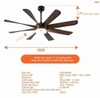 Quạt trần trang trí vân gỗ 8 cánh động cơ DC có remote Nanoco model NCFD6089L công suất 65W