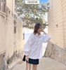 ÁO SƠ MI TAY BÈO TRẮNG
