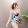 Bikini liền họa tiết hoa đỏ đen