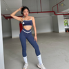 Set Đồ Tập Gym Yoga Nữ áo dây mix quần dài viền sọc trắng cao cấp