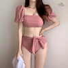 Đồ bơi nữ hai mảnh tay ngắn hồng ruốc | DỨA BIKINI & SPORTWEAR