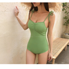 Đồ bơi nữ liền thân hai dây cột vai màu xanh mạ | DỨA BIKINI & SPORTWEAR