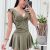 Đồ bơi nữ liền thân che khuyết điểm tay cánh tiên màu rêu | DỨA BIKINI & SPORTWEAR