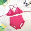 Bikini 2 mảnh yếm quần bèo màu đỏ