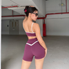Set Đồ Tập Gym Yoga Nữ áo dây mix quần đùi viền sọc trắng cao cấp