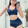 Đồ bơi nữ hai mảnh cạp cap mút nhẹ màu xanh đen che khuyết điểm | DỨA BIKINI & SPORTWEAR