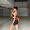 Set Đồ Tập Gym Yoga Nữ áo dây mix quần đùi viền sọc trắng cao cấp
