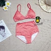 Bikini 2 mảnh cạp cao caro đỏ/ đen ( mút mỏng)