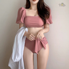 Đồ bơi nữ hai mảnh tay ngắn hồng ruốc | DỨA BIKINI & SPORTWEAR