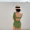 Đồ bơi nữ liền thân dáng tay ngắn kín đáo màu đen và rêu | DỨA BIKINI & SPORTWEAR