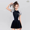 Đồ bơi nữ liền thân dạng váy tay ngắn cao cấp in chữ sunshiny | DỨA BIKINI & SPORTWEAR