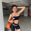 Set Đồ Tập Gym Yoga Nữ áo dây mix quần đùi viền sọc trắng cao cấp
