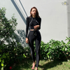 Đồ bơi nữ ba mảnh dáng tay dài quần dài đen viền | DỨA BIKINI & SPORTWEAR