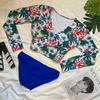 Đồ bơi nữ hai mảnh dáng tay dài họa tiết phối cùng quần xanh cạp thấp | DỨA BIKINI & SPORTWEAR