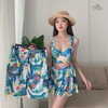 Bikini 2 mảnh nâng ngực mix chân váy họa tiết tropical