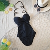 Bikini sexy liền đen dây lưng