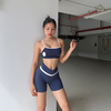 Set Đồ Tập Gym Yoga Nữ áo dây mix quần đùi viền sọc trắng cao cấp