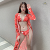 Đồ bơi nữ ba mảnh kèm khoác dài đỏ đi biển | DỨA BIKINI & SPORTWEAR