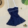 Bikini liền xanh đen váy cột dây