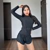 Clamfit Bikini | Đồ bơi nữ hai mảnh tay dài quần đùi năng động màu đen | DỨA BIKINI &SPORTWEAR