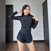 Clamfit Bikini | Đồ bơi nữ hai mảnh tay dài quần đùi năng động màu đen | DỨA BIKINI &SPORTWEAR
