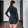 Clamfit Bikini | Đồ bơi nữ hai mảnh tay dài quần đùi năng động màu đen | DỨA BIKINI &SPORTWEAR
