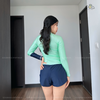 Clamfit Bikini | Đồ bơi nữ hai mảnh tay dài quần đùi năng động màu xanh mint | DỨA BIKINI &SPORTWEAR